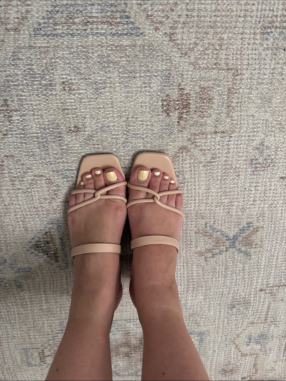 Lulu's Blush Nude Strappy Square-Toe Heeled Sandals - Picture 4 of 4
